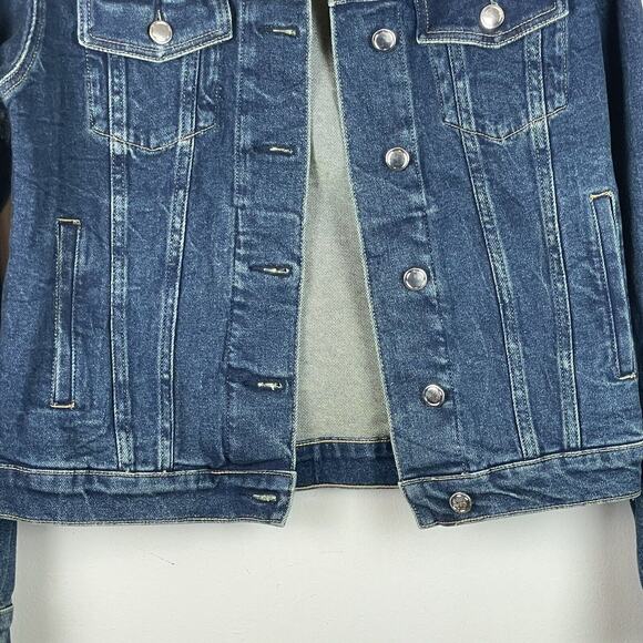 Good American The Fitted Blue Jean Jacket NWT Size 0 - Picture 5 of 12